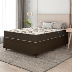Cama Box Baú Casal Colchão Espuma D33 Marquês 138x188x60cm Marrom Umaflex - Suporta até 90kg por Pes — foto 2