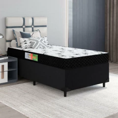 Cama Box Solteiro Colchão Espuma 88x188x50cm Polar Branco / Preto — foto 2