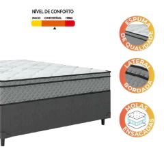 Cama Box Casal Colchão Molas Ensacadas Mirage 138x188x62cm Cinza/Branco Umaflex - Suporta até 120kg — foto 5