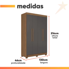 Guarda Roupas Solteiro 4 Portas 2 Gavetas Castro Andirá — foto 3