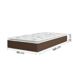 Colchão Solteiro Molas Ensacadas Pillow Top Martino 88x188x25cm Marrom/Branco Umaflex - Suporta até — foto 2