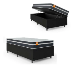 Cama Box Solteiro Baú Colchão Molas Qatar 88x188x63cm - Suporta até 200Kg — foto 1