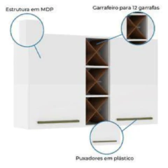 Armário Aéreo 2 Portas Com Garrafeiro Favorita — foto 3