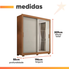 Guarda Roupas Casal com Espelho 2 Portas de Correr 4 Gavetas Titanium Zanzini — foto 3