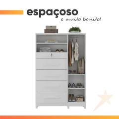 Cômoda com Sapateira e Cabideiro Multiuso 5 Gavetas 1 Porta Imperial Zanzini — foto 11