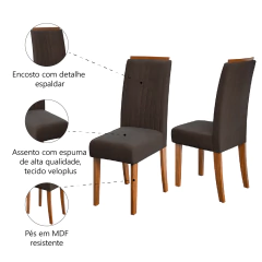 Conjunto de 2 Cadeiras Estofada Sala de Jantar Grécia Dobuê — foto 4