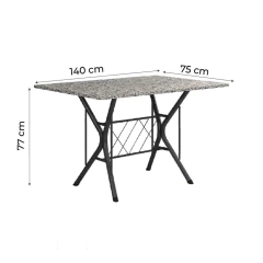 Conjunto De Mesa Itália New Com 6 Cadeiras 1,40m Artefamol Granito / Dark — foto 3