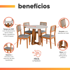 Conjunto Sala de Jantar Mesa Athenas Redonda 4 Cadeiras Santiago Dobuê — foto 6