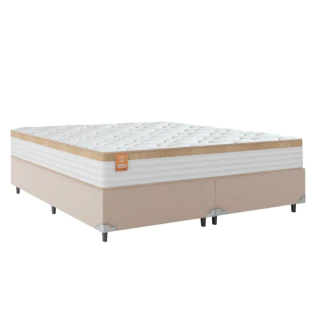 Cama Box Casal Queen Colchão Molas Ensacadas Real 158x198x65cm - Suporta até 130Kg por Pessoa