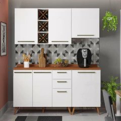 Armário De Cozinha Completa Com Adega 6 Portas 3 Gavetas Favorita Branco / Natura — foto 2