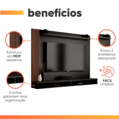 Painel Para Tv Até 50 Polegadas Dijon Ripado C/ Prateleira — foto 4