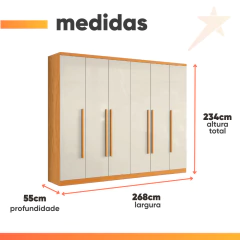 Guarda Roupas Casal 6 Portas 8 Gavetas Canadá Madeirado / Off White Aramóveis — foto 3
