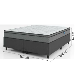 Cama Box Casal Queen Colchão Molas Ensacadas Mirage 158x198x62cm Cinza/Branco Umaflex — foto 3