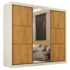Guarda Roupas Casal 3 Portas de Correr Com Espelho 100% MDF Flex 6 Gavetas Argel — foto 1