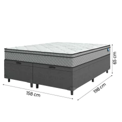 Cama Box Baú Casal Queen Colchão Molas Ensacadas Mirage 158x198x65cm Cinza/Branco Umaflex — foto 4