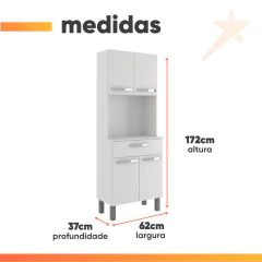 Armário de Cozinha Paneleiro 4 Portas 1 Gaveta Balli Branco — foto 3