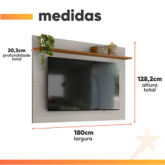 Painel Para TV Até 70 Polegadas 1,80m NT1305 Freijó / Off White Notável — foto 3