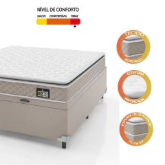 Cama Box Baú Casal Colchão D45 com Pillow Top Hellen Strong Bege 138x188x65cm Suporta até 150kg — foto 5