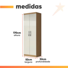 Armário Multiuso Organizador Lavanderia 2 Portas 3 Prateleiras 1,70m New Aramóveis — foto 8