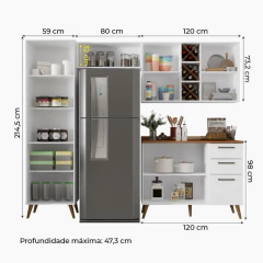 Armário De Cozinha Completa Com Adega 7 Portas 3 Gavetas Favorita — foto 3