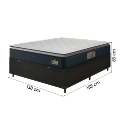Cama Box Baú Casal Colchão Espuma D45 Pillow Top Strong 138x188x65cm Cinza/Preto Hellen - Suporta at — foto 7