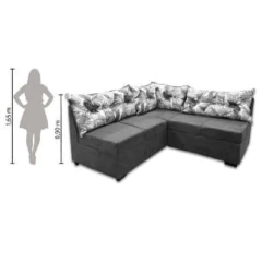 Sofá De Canto 5 Lugares Renaut Suede Marrom / Palmeira — foto 5