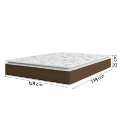 Cama Box Baú Casal Queen Colchão Molas Ensacadas Pillow Top Martino 158x198x66cm Marrom/Branco Umafl — foto 5