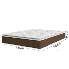 Cama Box Casal Queen Colchão Molas Ensacadas Pillow Top Martino 158x198x63cm Marrom/Branco Umaflex — foto 4