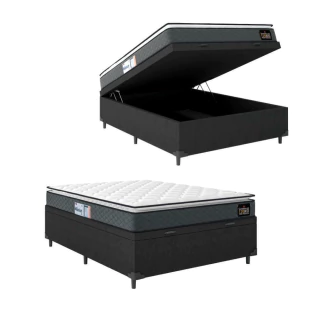 Cama Box Baú Casal Colchão Espuma D33 Pillow Top Millenium 138x188x60cm Hellen - Suporta