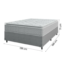 Cama Box Casal Colchão Molas Ensacadas Pillow Top Perfect 138x188x71cm Cinza/Branco Umaflex - Suporta Até 120kg por Pessoa — foto 3