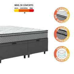 Cama Box Baú Casal Queen Colchão Molas Ensacadas Mirage 158x198x65cm Cinza/Branco Umaflex — foto 6