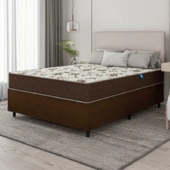 Cama Box Casal Colchão Espuma D33 Marquês 138x188x57cm Marrom Umaflex - Suporta até 90kg por Pessoa — foto 2