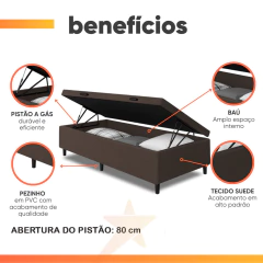 Cama Box com Baú Solteiro 0,88 com 41cm de Altura Prince — foto 3