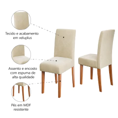 Conjunto 2 Cadeiras Estofada Sala de Jantar Trieste Dobuê — foto 3