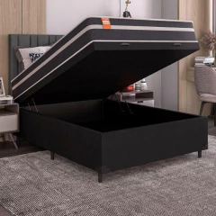 Cama Box Baú Casal Colchão Molas Qatar 138x188x63cm - Suporta até 200Kg Por Pessoa — foto 3