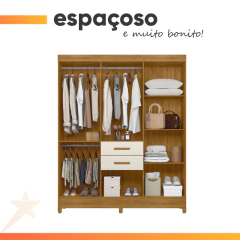 Guarda Roupas Casal Ripado 7 Portas 2 Gavetas Malta Madeirado / Off White Moval — foto 5