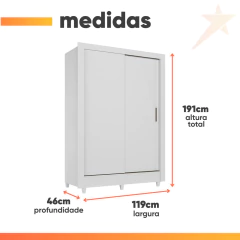 Guarda Roupas Solteiro com 2 Portas de Correr 2 Gavetas Bélgica Andirá — foto 3