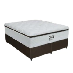 Cama Box Queen Colchão De Molas Ensacadas Tower Gazin 158x198x72cm Branco / Marrom — foto 1