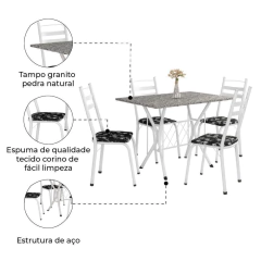 Conjunto De Mesa Itália Com 4 Cadeiras 1,20m Artefamol — foto 5