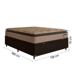 Cama Box Baú Casal Colchão Espuma D33 Pillow Top Van Gogh 138x188x70cm Marrom Hellen - Suporta até 1 — foto 4