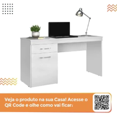 Escrivaninha Com 1 Porta 1 Gaveta Vitória Branco — foto 4