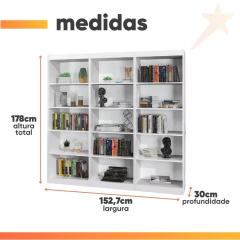 Estante Livreiro Multiuso 12 prateleiras 1,78m Office J&A — foto 3
