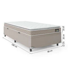 Cama Box Baú Solteiro Colchão D33 Pillow Top Millenium 88x188x57cm Bege Suporta até 100kg por pessoa — foto 4