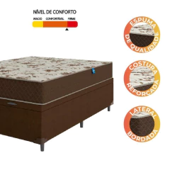 Cama Box Baú Casal Colchão Espuma D33 Marquês 138x188x60cm Marrom Umaflex - Suporta até 90kg por Pes — foto 6
