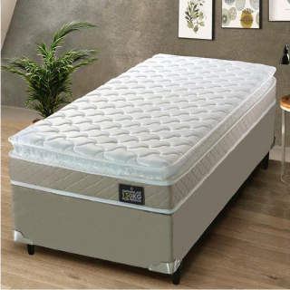 Cama Box Solteiro Colchão D45 com Pillow Top Hellen Strong 88x188x62cm Bege