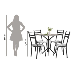 Conjunto de Mesa Thais 0,70m com 4 Cadeiras Artefamol Granito / Dark — foto 6