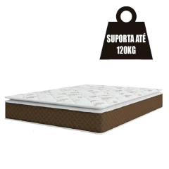 Colchão Casal Queen Molas Ensacadas Pillow Top Martino 158x198x25cm Marrom/Branco Umaflex - Suporta — foto 4