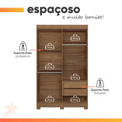 Guarda Roupas Solteiro 4 Portas 2 Gavetas Castro Andirá — foto 6