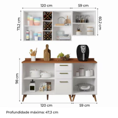 Armário De Cozinha Completa Com Adega 6 Portas 3 Gavetas Favorita Branco / Natura — foto 3