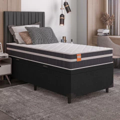 Cama Box Solteiro Baú Colchão Molas Qatar 88x188x63cm - Suporta até 200Kg — foto 2